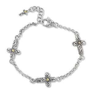 Silver and 18K Cross Bracelet