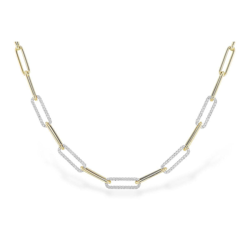 Two-tone Paperclip Diamond Necklace