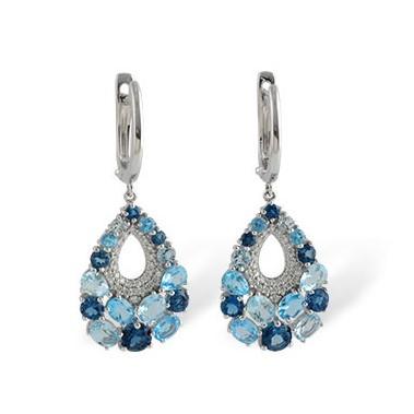 Multicolor Blue Topaz Teardrop Earrings