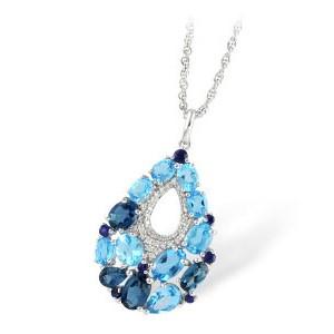Multicolor Blue Topaz Teardrop Pendant