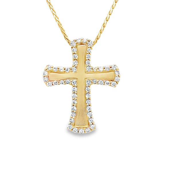 Satin Diamond Cross Pendant