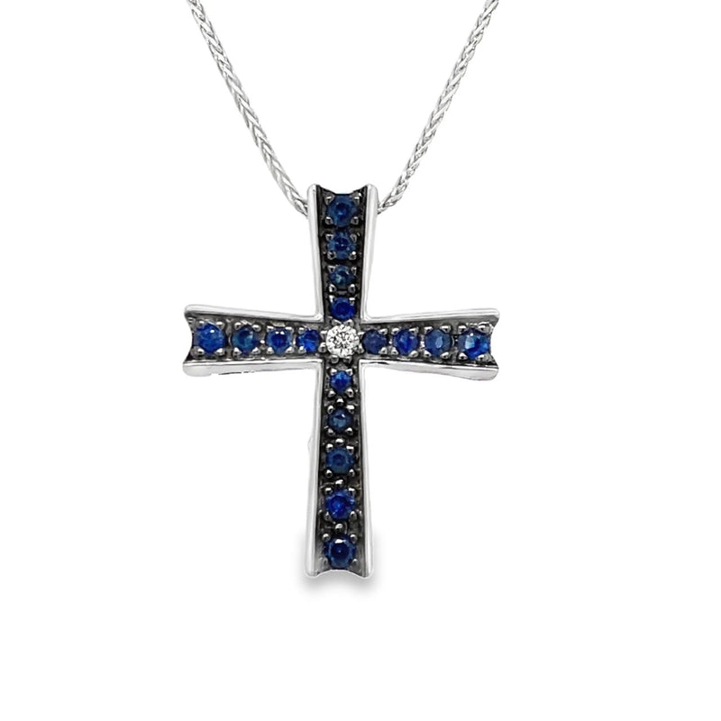 Sapphire Byzantine Cross Pendant