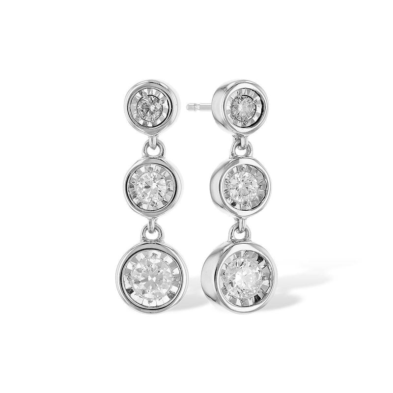 Dangle Illusion Bezel Diamond Earrings