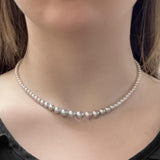 Silver-White Graduated Akoya Pearl Necklace