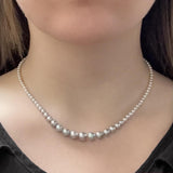 Silver-White Graduated Akoya Pearl Necklace
