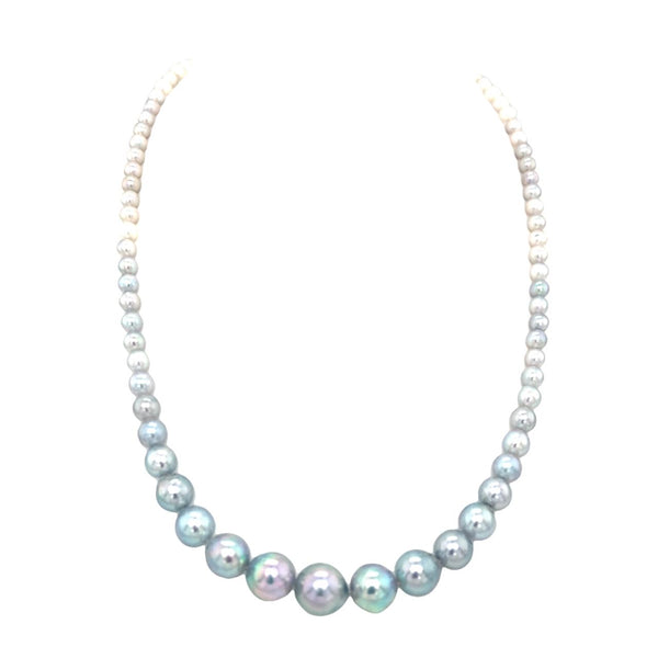 Silver-White Graduated Akoya Pearl Necklace