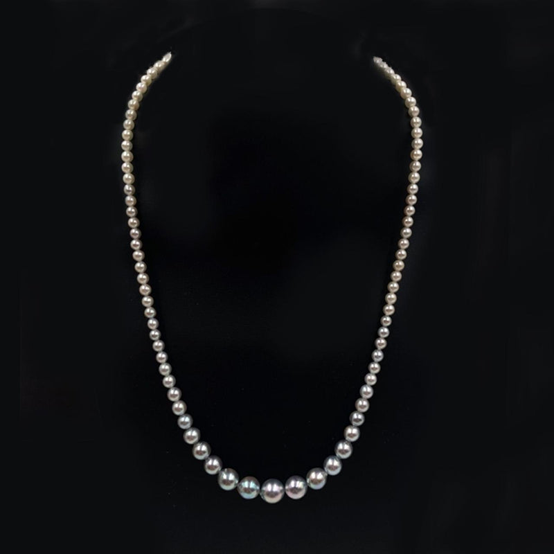 Silver-White Graduated Akoya Pearl Necklace