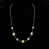 Golden South Sea and Akoya Pearl Station Necklace