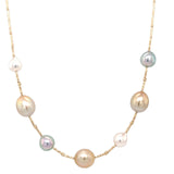 Golden South Sea and Akoya Pearl Station Necklace