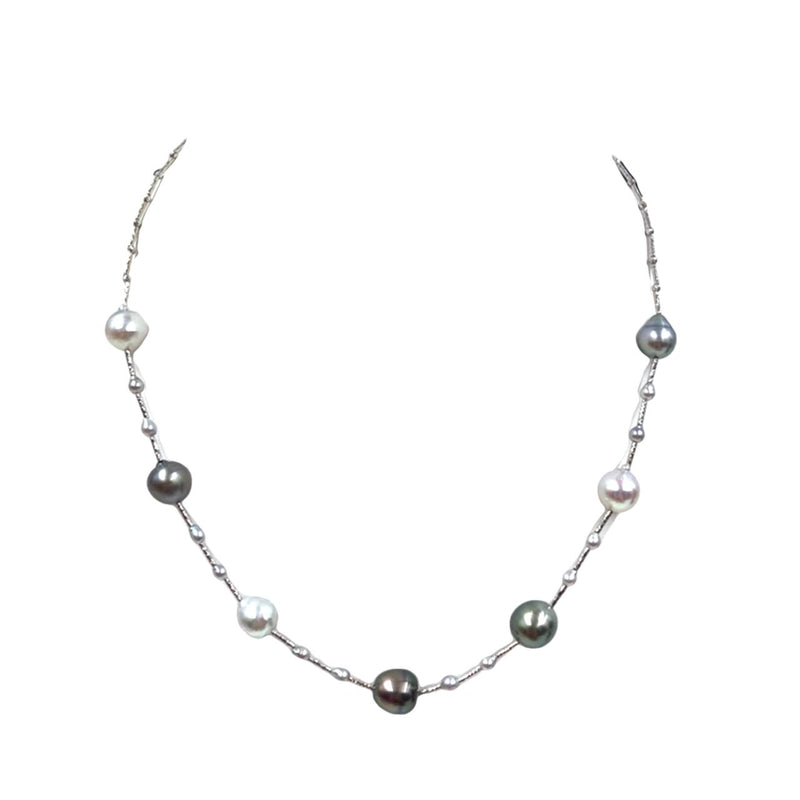 Tahitian and South Sea Pearl Station Necklace