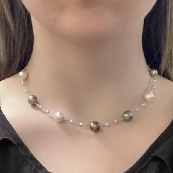 Tahitian and South Sea Pearl Station Necklace