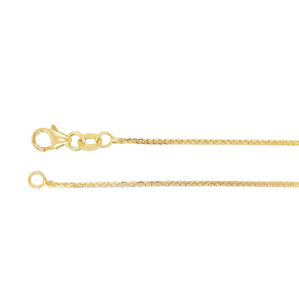 18" Diamond-Cut Square Wheat Chain in 18kt
