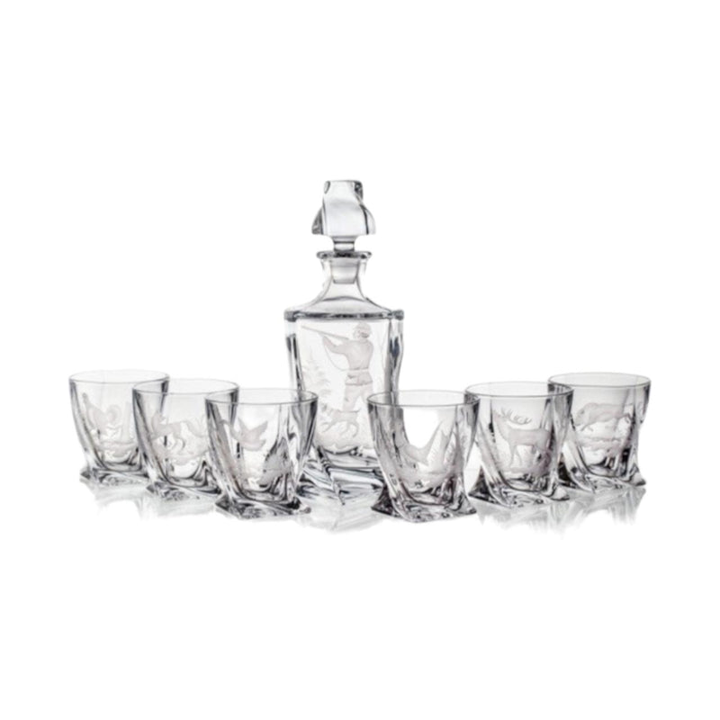 Hunting Twisted Crystal Whiskey Decanter Set