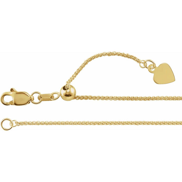 22" Adjustable Wheat Chain in 14kt Gold