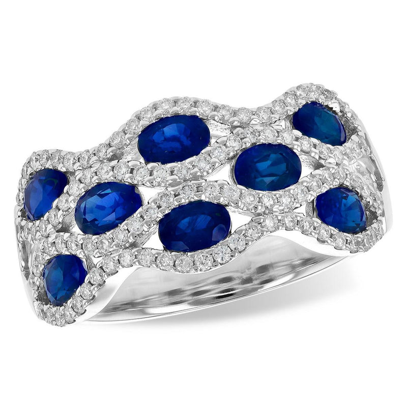 Wide Sapphire and Diamond Band