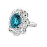 Blue Zircon and Diamond Cocktail Ring