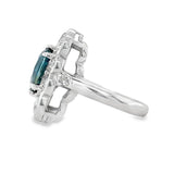 Blue Zircon and Diamond Cocktail Ring