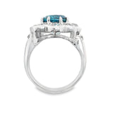 Blue Zircon and Diamond Cocktail Ring