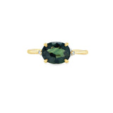 East-West Oval Green Tourmaline Ring