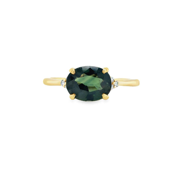 East-West Oval Green Tourmaline Ring