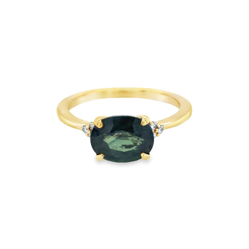 East-West Oval Green Tourmaline Ring