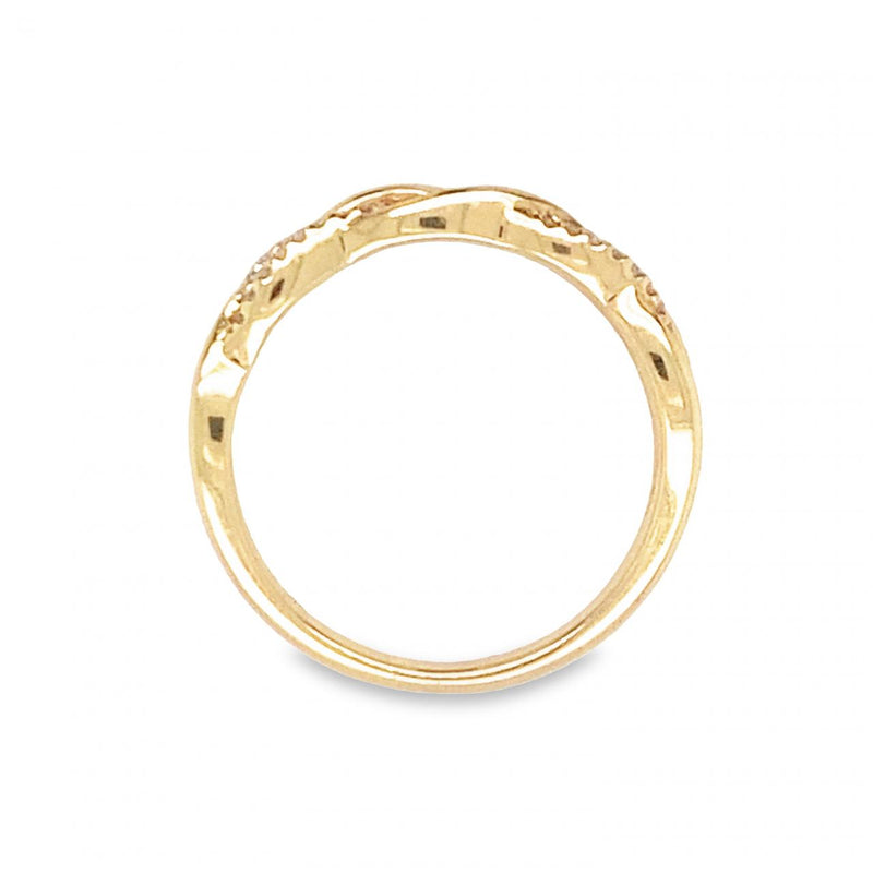 Twist Design Diamond Ring Yellow Gold