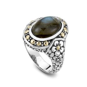 Labradorite Floral Design Ring