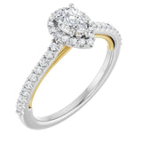 Pear Diamond Ring with Heart Detail