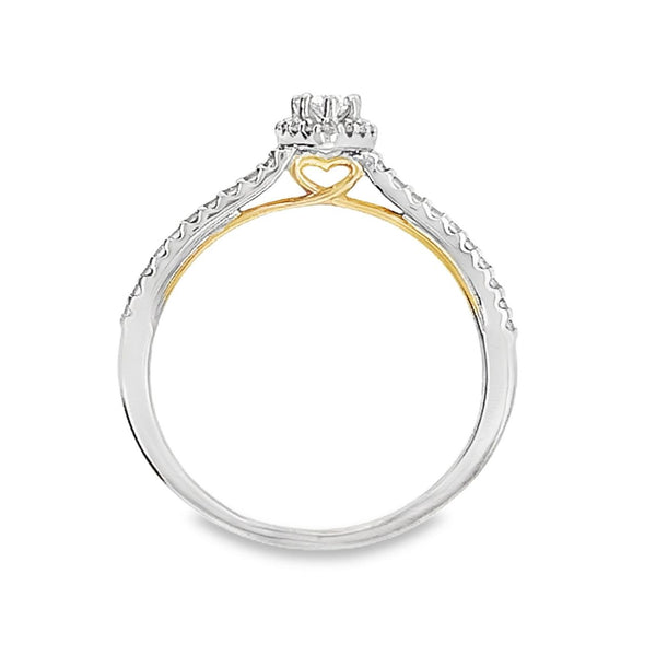 Pear Diamond Ring with Heart Detail