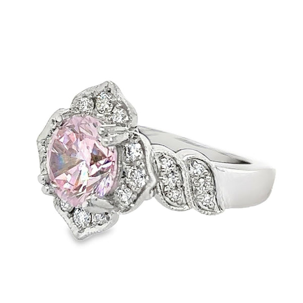 Pink Semi-Mount Diamond Engagement Ring