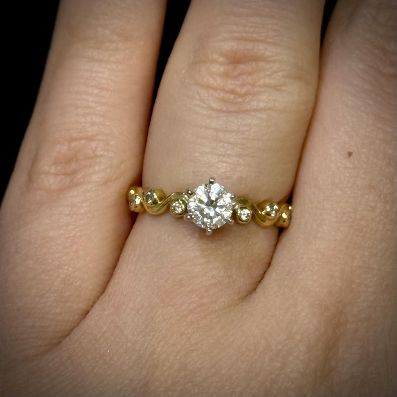 Wavy Bezel Semi-Mount Engagement Ring