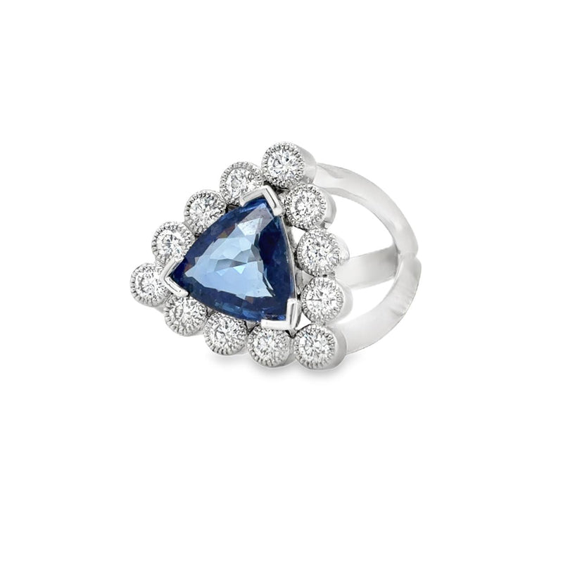 Custom Trillion Burmese Sapphire Ring