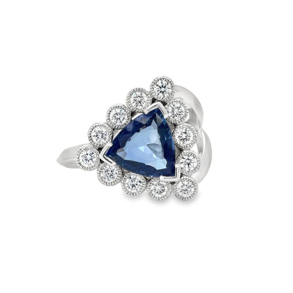 Custom Trillion Burmese Sapphire Ring