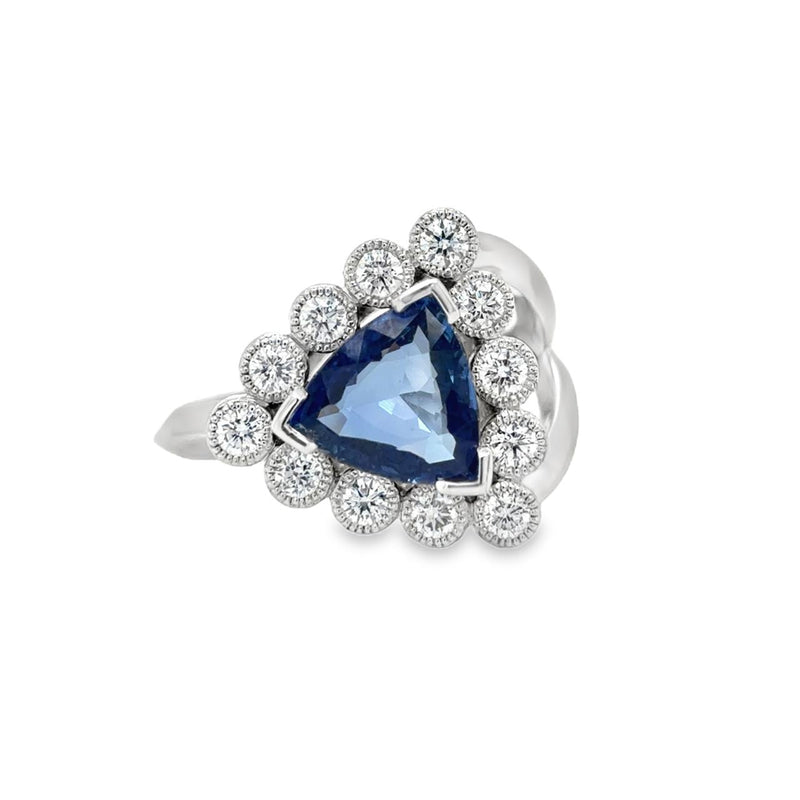 Custom Trillion Burmese Sapphire Ring