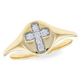 Diamond Cross Signet Ring