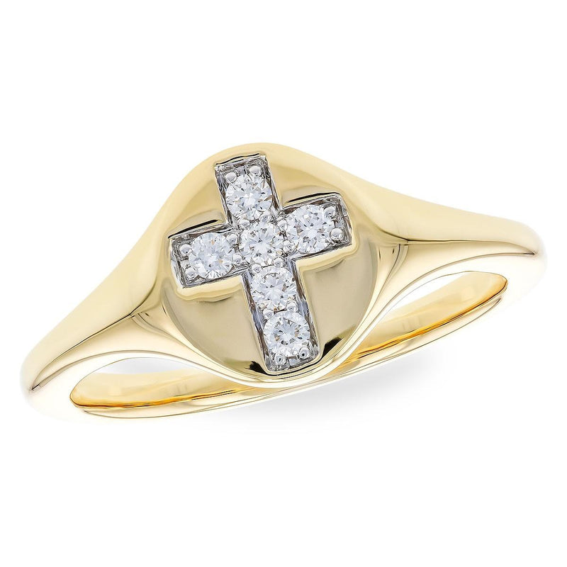 Diamond Cross Signet Ring
