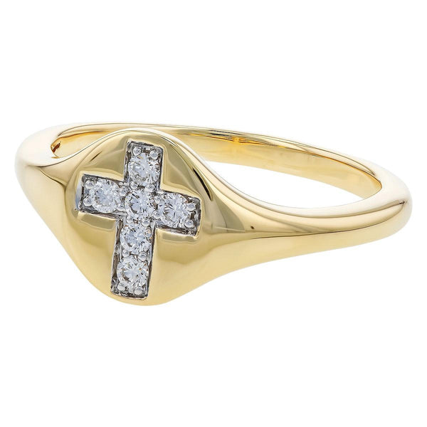 Diamond Cross Signet Ring