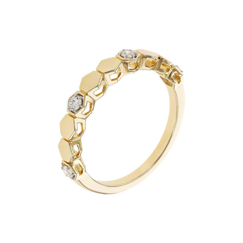 Honeycomb Hexagon Diamond Band
