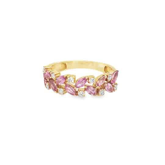 Pink Sapphire Anniversary Band