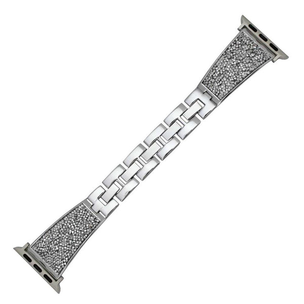 Crystal-Encrusted Silver-Tone Apple Watch Band