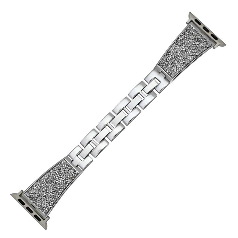Crystal-Encrusted Silver-Tone Apple Watch Band