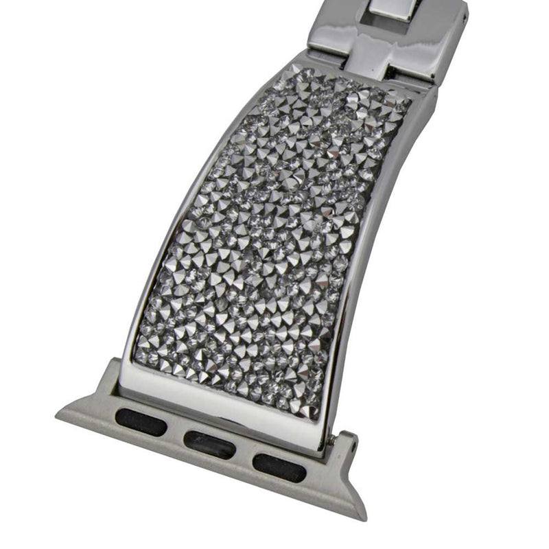 Crystal-Encrusted Silver-Tone Apple Watch Band