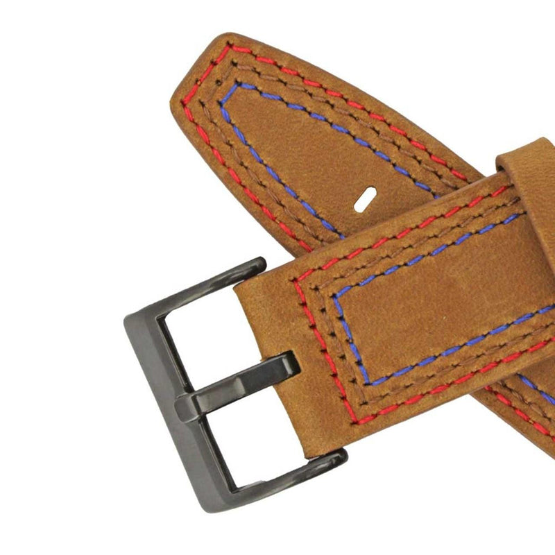 Brown Triple-Stitched Leather Apple Watch Band