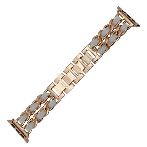 Rose Tone and Leather Apple Watch Band