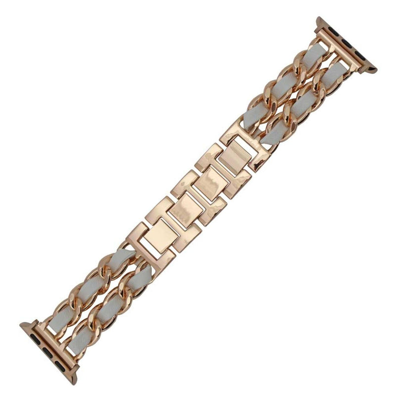 Rose Tone and Leather Apple Watch Band